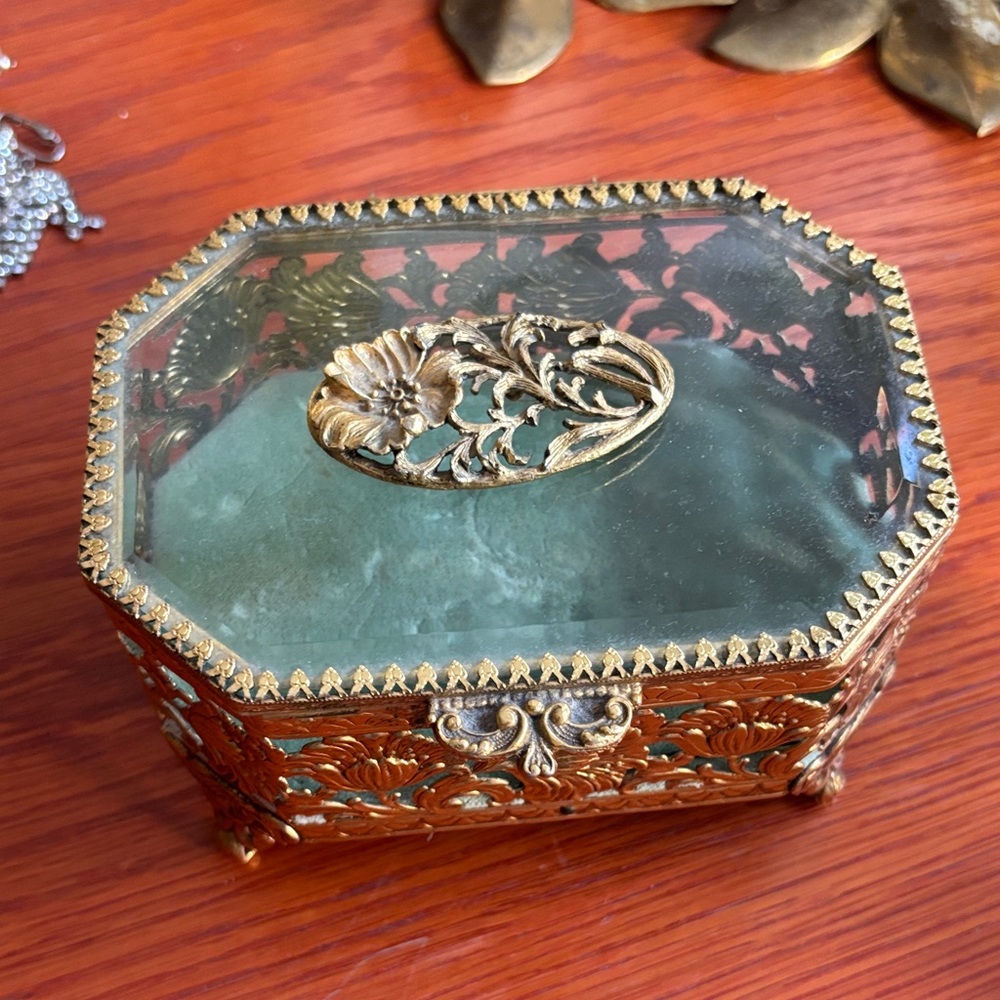 Elegant Gold and Glass Jewelry Box Matson